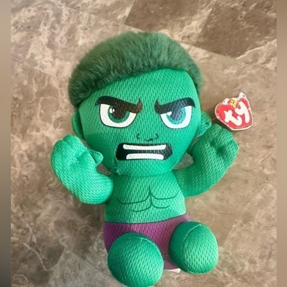 TY Beanie Baby Hulk Marvel - 6.5”